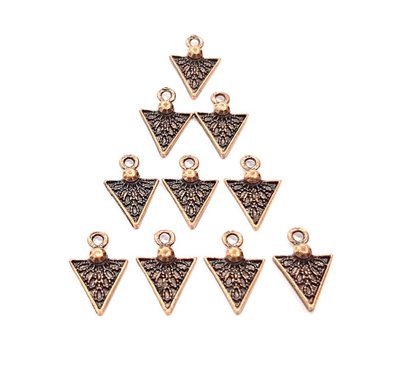 10 Triangle Charm Antique Copper Charm Antique Copper Plated Metal (17x11mm) G10618