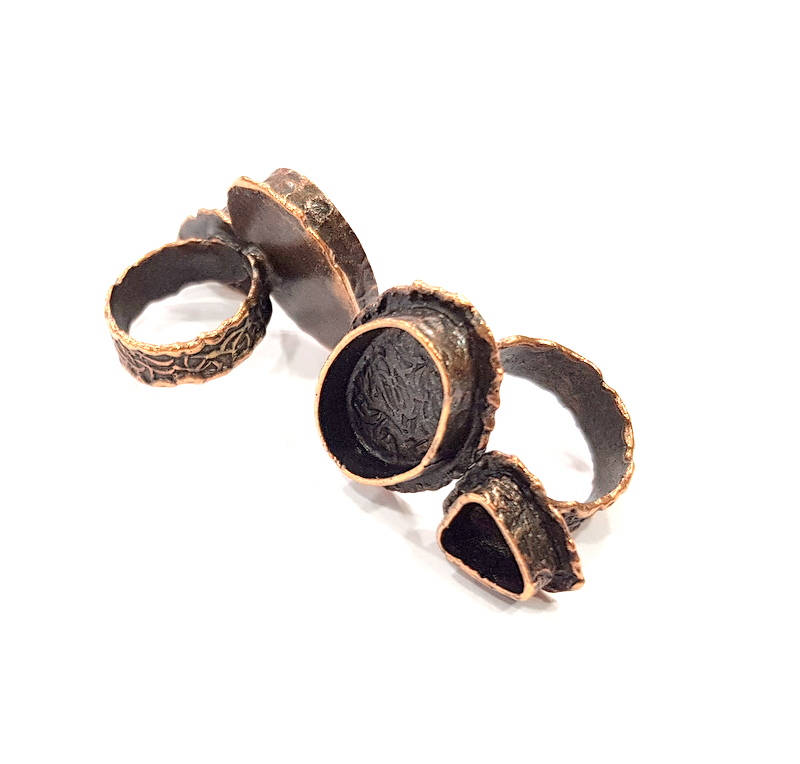 Copper Ring Settings inlay Ring Blank Mosaic Ring Bezel Base Cabochon Mountings (20x14mm,9x7mm blank) Antique Copper Plated Brass G10622
