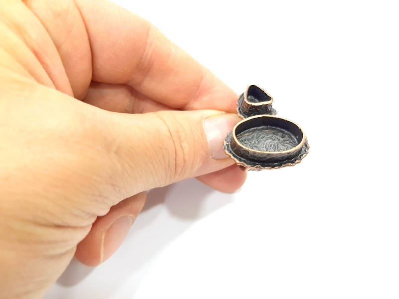 Copper Ring Settings inlay Ring Blank Mosaic Ring Bezel Base Cabochon Mountings (20x14mm,9x7mm blank) Antique Copper Plated Brass G10622