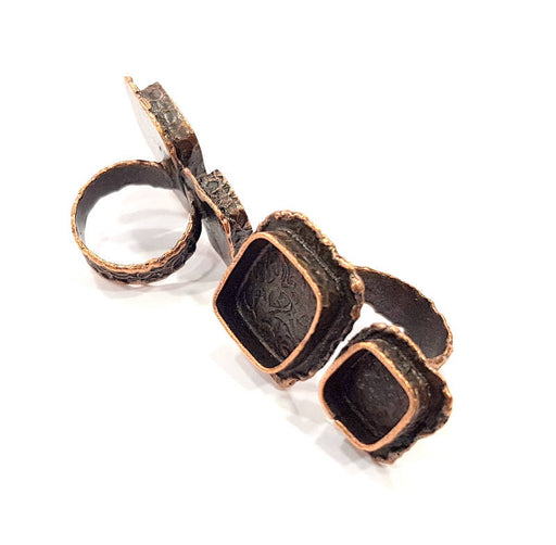 Copper Ring Settings inlay Ring Blank Mosaic Ring Bezel Base Cabochon Mountings (15x15mm,10x10mm blank) Antique Copper Plated Brass G10623