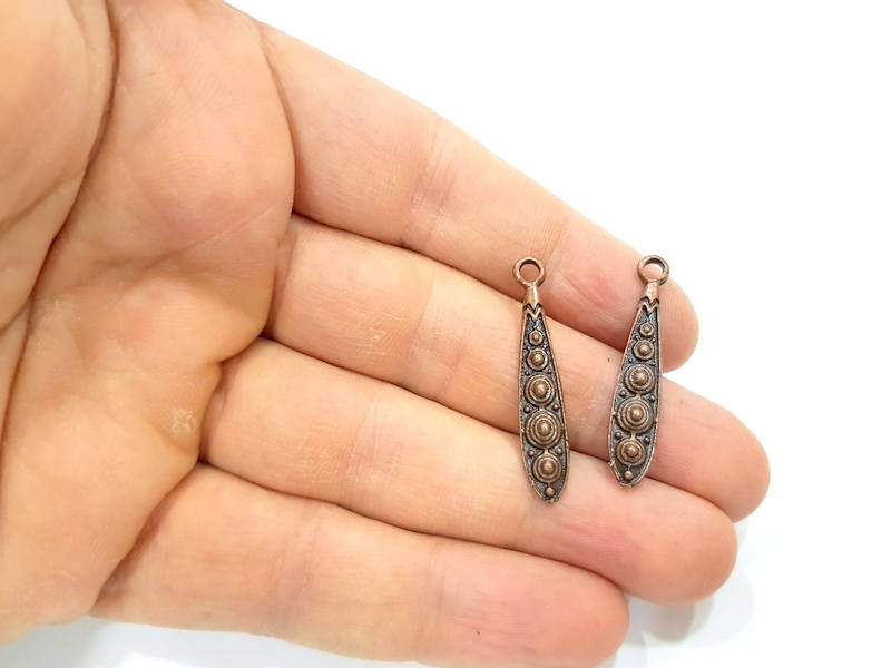 10 Antique Copper Charm Antique Copper Plated Metal (35x6mm) G17441