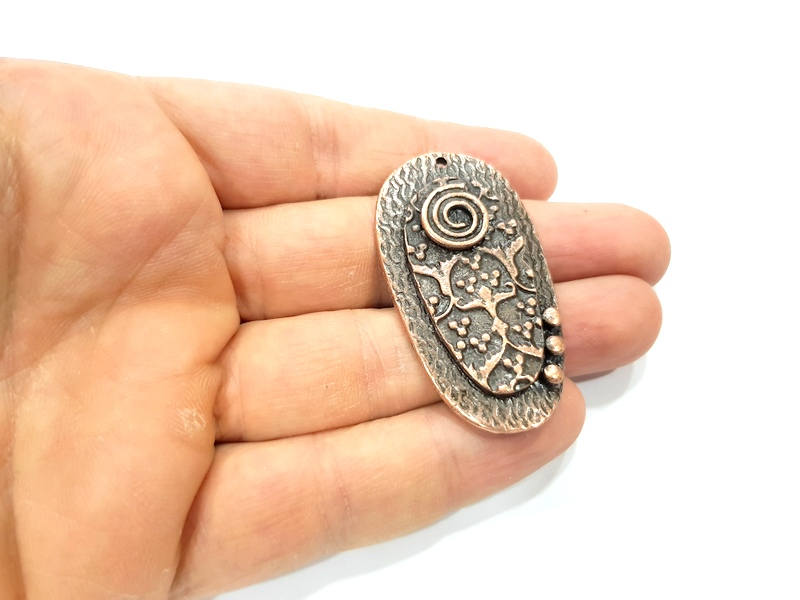 Tribal Pendant Ethnic Pendant Antique Copper Pendant Antique Copper Plated Metal (51x28mm) G10632