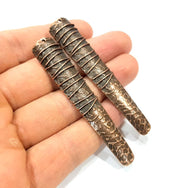 2 Copper Pendant Antique Copper Pendant Antique Copper Plated Metal (75x14mm) G11838