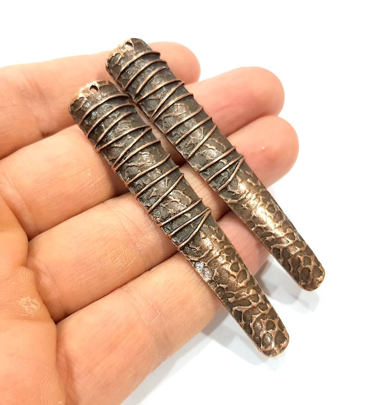 2 Copper Pendant Antique Copper Pendant Antique Copper Plated Metal (75x14mm) G11838