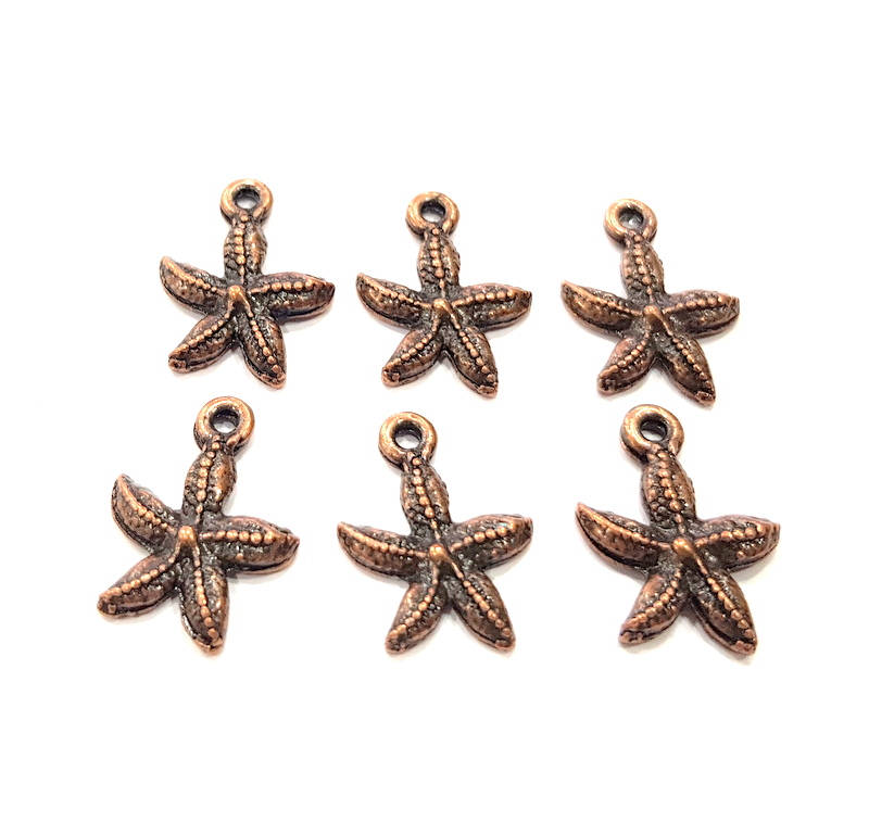 10 Starfish Charm Antique Copper Charm Antique Copper Plated Metal (18x13mm) G11837
