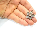 2 Flower Charm Antique Copper Charm Antique Copper Plated Metal (31x25mm) G10637