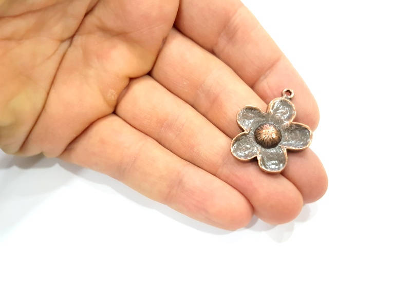 10 Pcs Flower Charm Antique Copper Charm Antique Copper Plated Metal (31x25mm) G10637