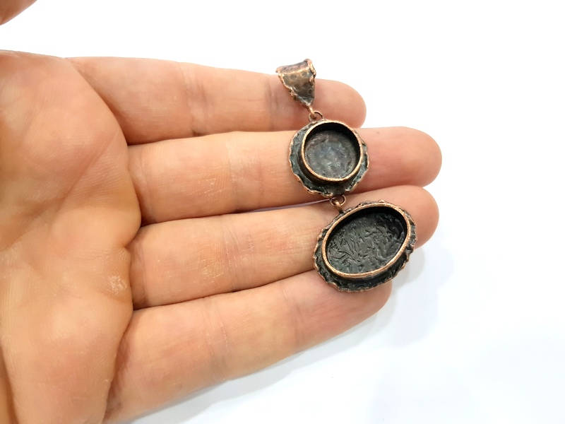 Antique Copper Pendant Blank Mosaic Base Blank inlay Necklace Blank Resin Blank Mountings Copper Plated Brass (20x14mm,14mm blank) G10653