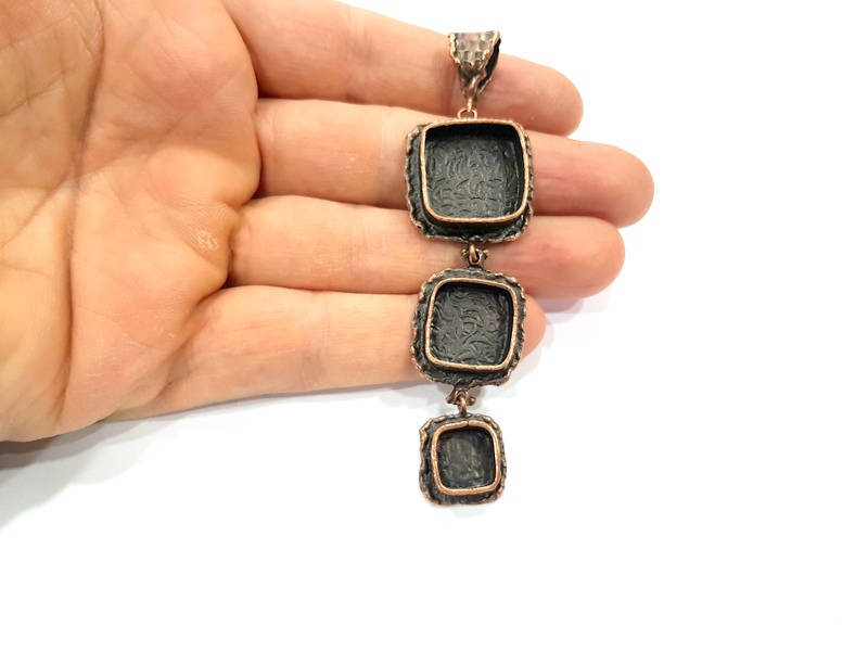 Antique Copper Pendant Blank Mosaic Base Blank inlay Necklace Blank Resin Mountings Copper Plated Brass(18x18mm 24x14mm 10x10mmblank) G10659