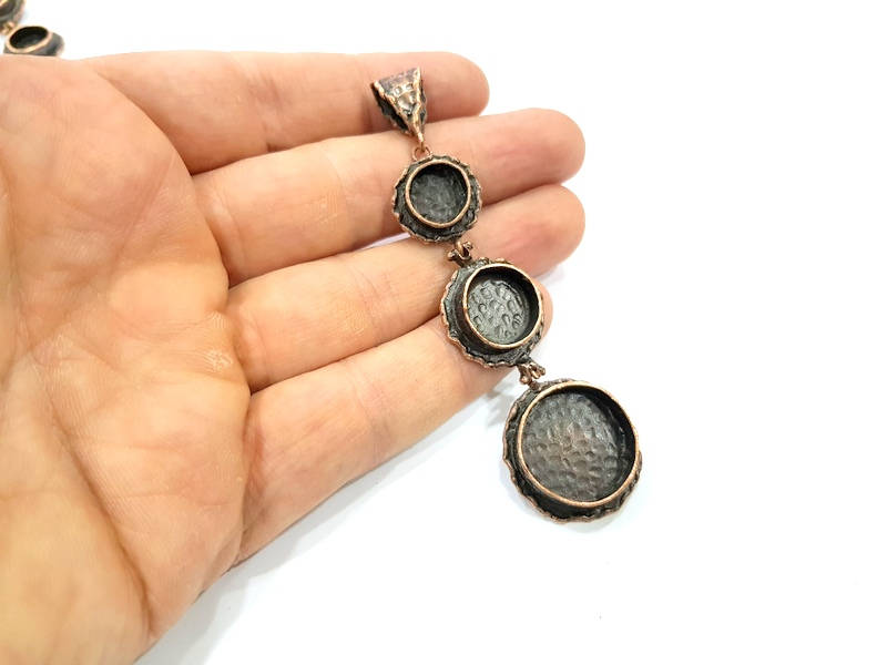 Antique Copper Pendant Blank Mosaic Base Blank inlay Necklace Blank Resin Mountings Copper Plated Brass(20mm 13mm 10mmblank) G10668