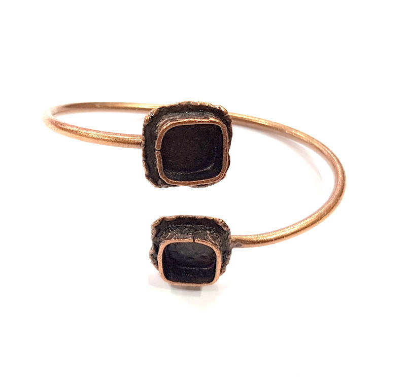 Copper Bracelet Blanks Bangle Blanks Cuff Blanks Adjustable Bracelet Blank Antique Copper Plated Brass (10x10mm and 10x10mm Blanks ) G10682