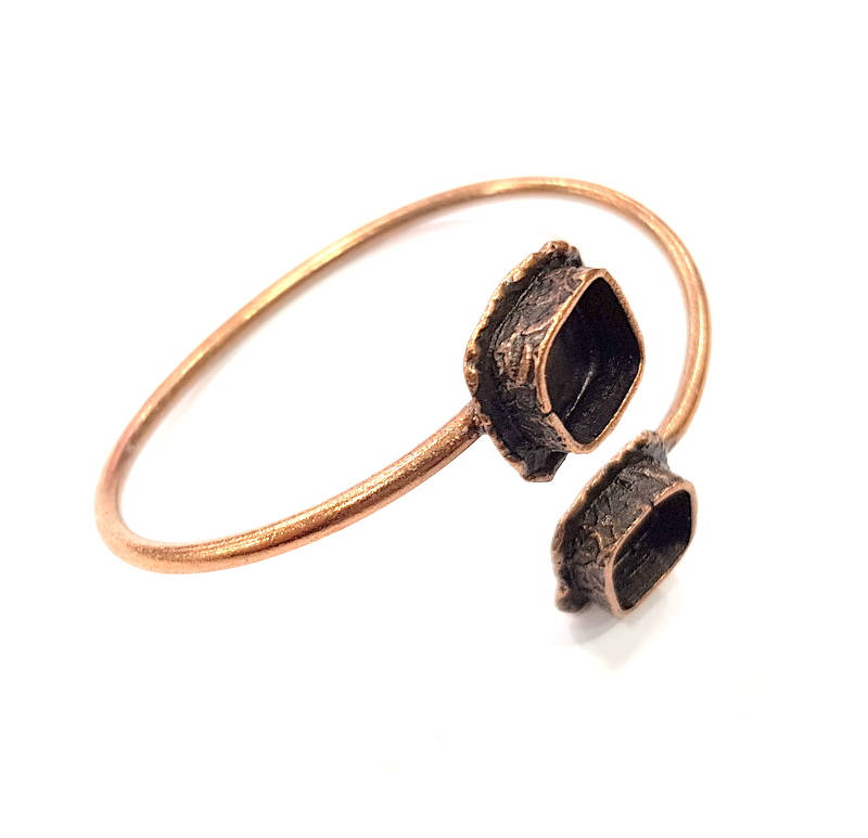 Copper Bracelet Blanks Bangle Blanks Cuff Blanks Adjustable Bracelet Blank Antique Copper Plated Brass (10x10mm and 10x10mm Blanks ) G10682