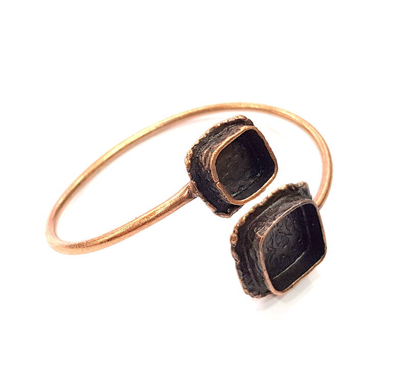 Copper Bracelet Blanks Bangle Blanks Cuff Blanks Adjustable Bracelet Blank Antique Copper Plated Brass (10x10mm and 14x14mm Blanks ) G10692