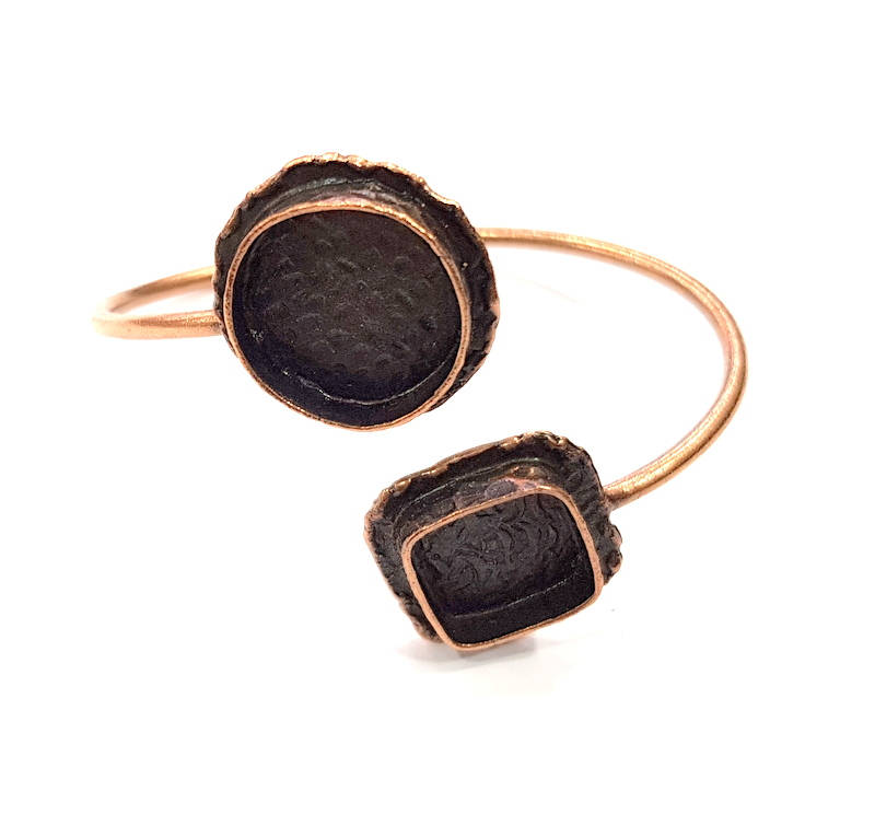 Copper Bracelet Blanks Bangle Blanks Cuff Blanks Adjustable Bracelet Blank Antique Copper Plated Brass (20mm and 14x14mm Blanks ) G10696