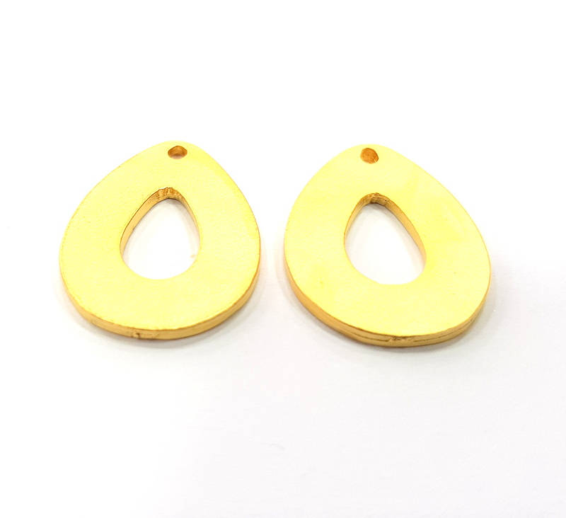 2 Drop Charm Gold Plated Metal Charms  (22x16mm)  G10717