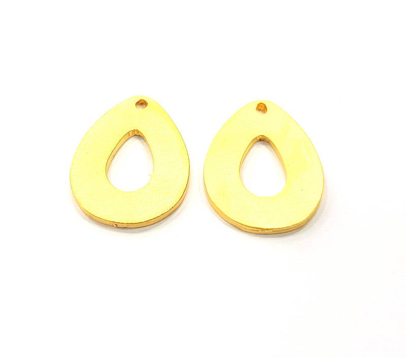 2 Drop Charm Gold Plated Metal Charms  (22x16mm)  G10717