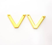 2 Victory Charm Gold Plated Metal Charms  (23x18mm)  G10718