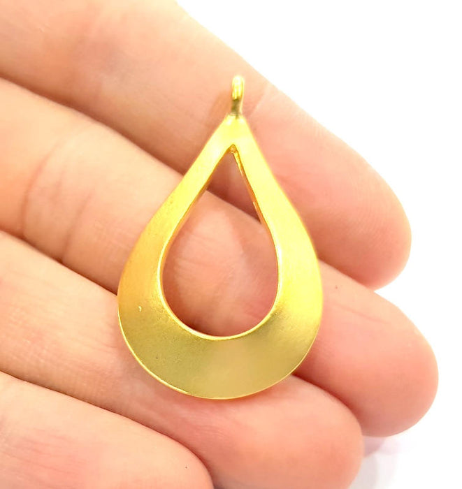 2 Drop Charm Gold Plated Metal Charms  (40x24mm)  G10719