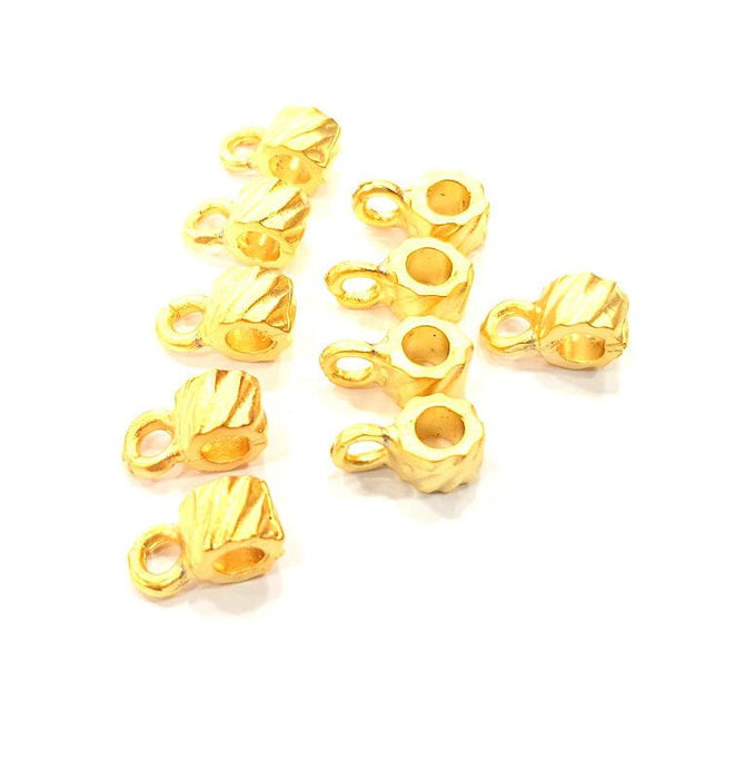 6 Gold Bails Gold Plated Metal Findings (11x6mm)  G10720