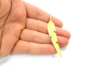 Feather Pendant Gold Plated Metal Charms  (67x12mm)  G15444