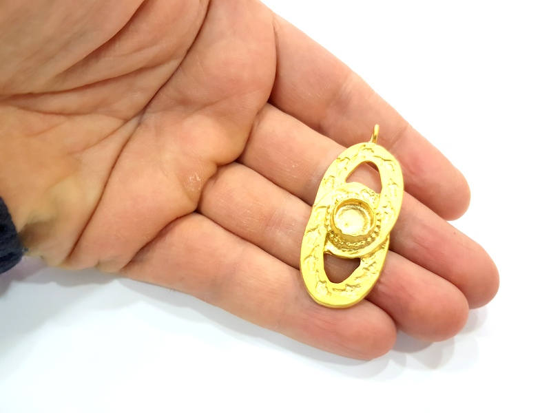 Gold Pendant Blank Mosaic Base inlay Blank Necklace Blank Resin Blank Mountings Gold Plated Brass ( 10mm blank ) G10726