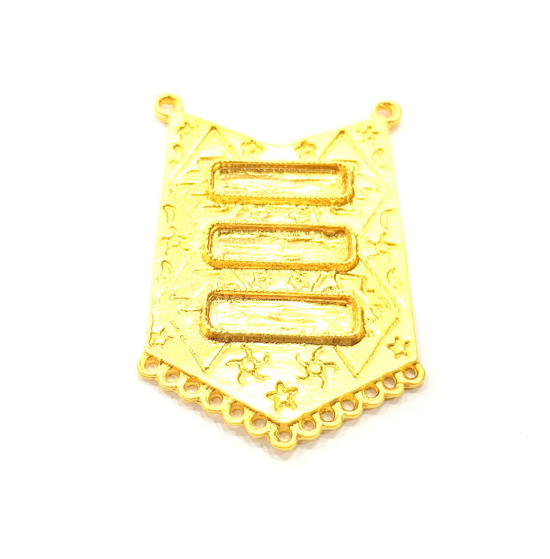 Gold Pendant Blank Gold Plated Metal Pendant (59x37mm)  G10734