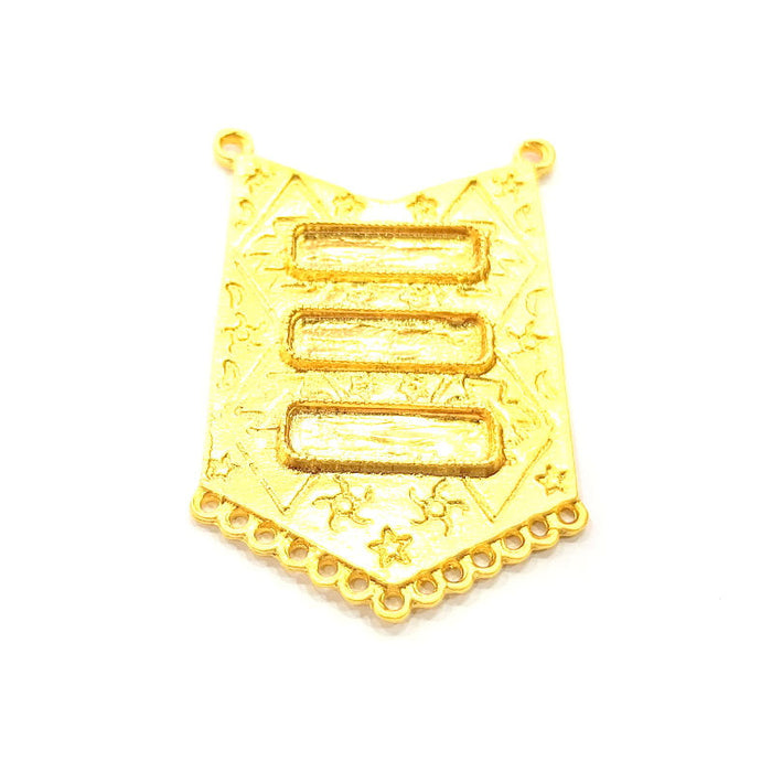 Gold Pendant Blank Gold Plated Metal Pendant (59x37mm)  G10734