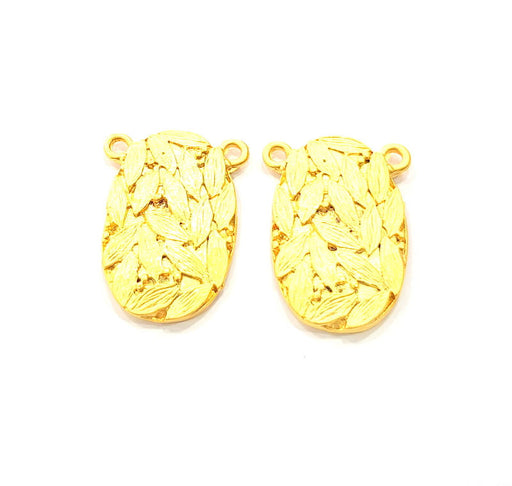 2 Leaf Charm Gold Plated Metal Charms  (28x18mm)  G10735