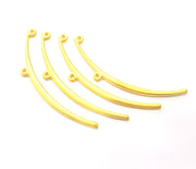 2 Crescent Connector  Gold Plated Metal Charms  (62x3mm)  G10736