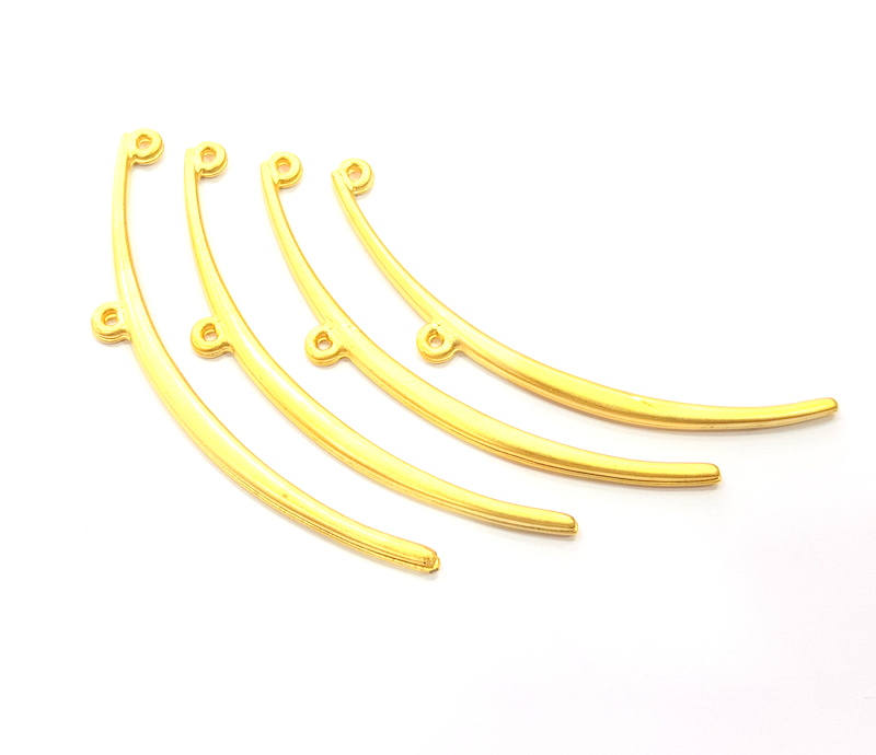 2 Crescent Connector  Gold Plated Metal Charms  (62x3mm)  G10736