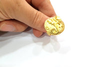 Gold Ring Settings Blank inlay Ring Mosaic Ring Bezel Base Cabochon Mountings Adjustable (7mm blank ) Gold Plated Brass G10737