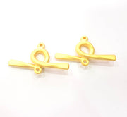 2 Gold Connector Gold Plated Charms  (33x19mm)  G11165