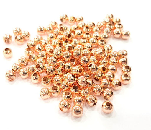 20 Rose Gold Ball Beads Rose Gold Plated Metal Findings (5 mm)  G10778