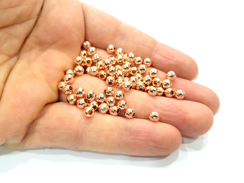 20 Rose Gold Ball Beads Rose Gold Plated Metal Findings (5 mm)  G10778
