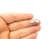 20 Bird Charms Antique Silver Plated Metal (10x10mm) G10814