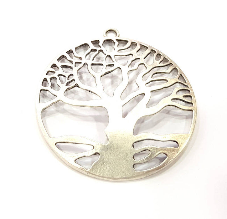 Tree Pendant Silver Pendant Antique Silver Plated Metal (54mm) G10819