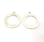 4 Circle Charm Silver Charms Antique Silver Plated Metal (33mm) G10825