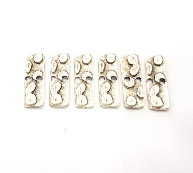 8 Silver Charms Connector Antique Silver Plated Metal (23x7mm) G10827