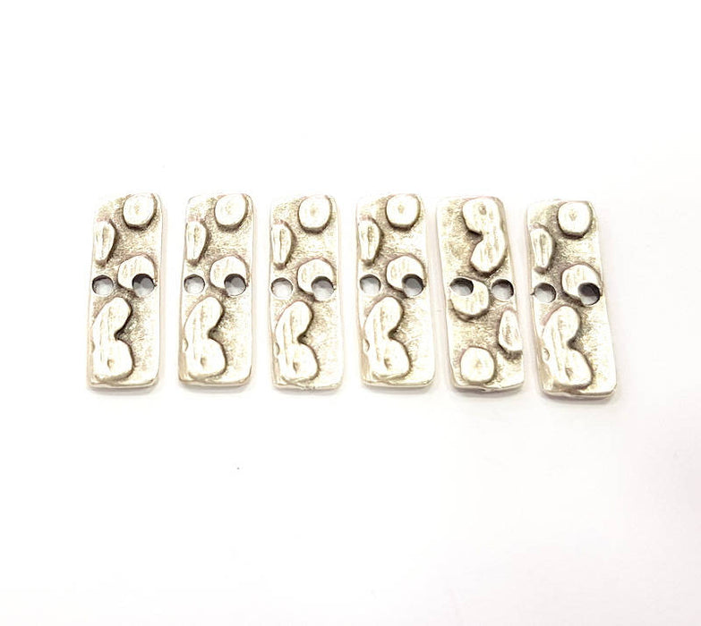 8 Silver Charms Connector Antique Silver Plated Metal (23x7mm) G10827