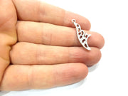 8 Silver Charms Antique Silver Plated Metal (30x11mm) G10829