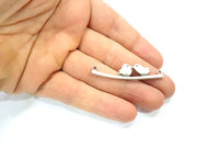 4 Bird Charms Silver Charms Antique Silver Plated Metal (50x11mm) G10830