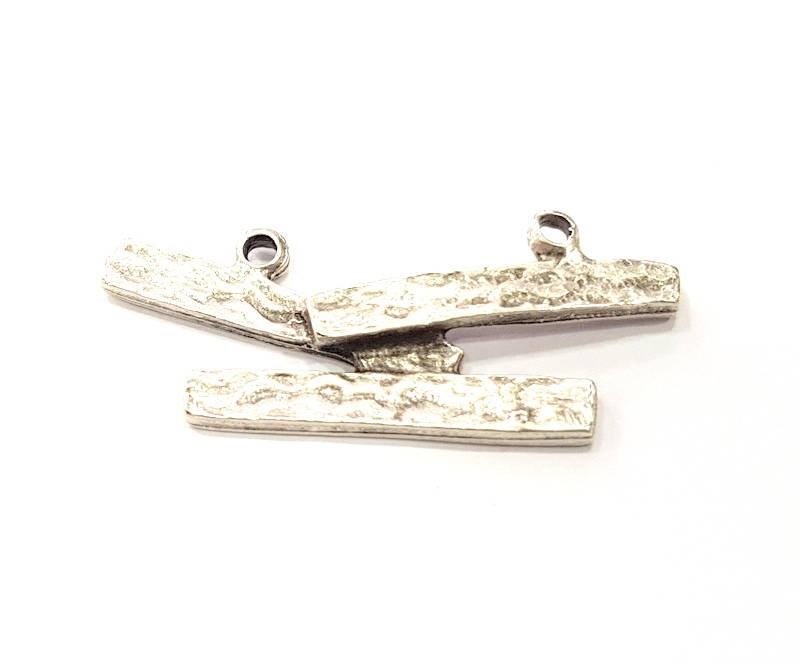 6 Silver Charms Antique Silver Plated Metal (35x15mm) G10833