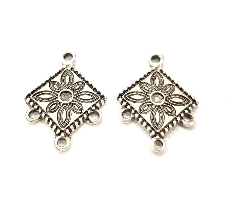 6 Silver Connector Charms Antique Silver Plated Metal (27x20mm) G10834