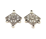 6 Silver Connector Charms Antique Silver Plated Metal (27x20mm) G10834