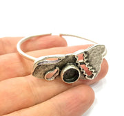 Silver Bracelet Blanks Bangle Blanks Cuff Blanks Adjustable Bracelet Blank Antique Silver Plated Brass ( 10mm Blanks ) G10835