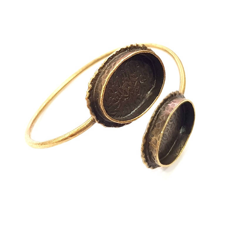 Bangle Blanks Antique Bronze Bracelet Blanks Cuff Blanks Adjustable Bracelet Blank Antique Bronze Plated Brass (24x17mm and 24x17mm ) G10850