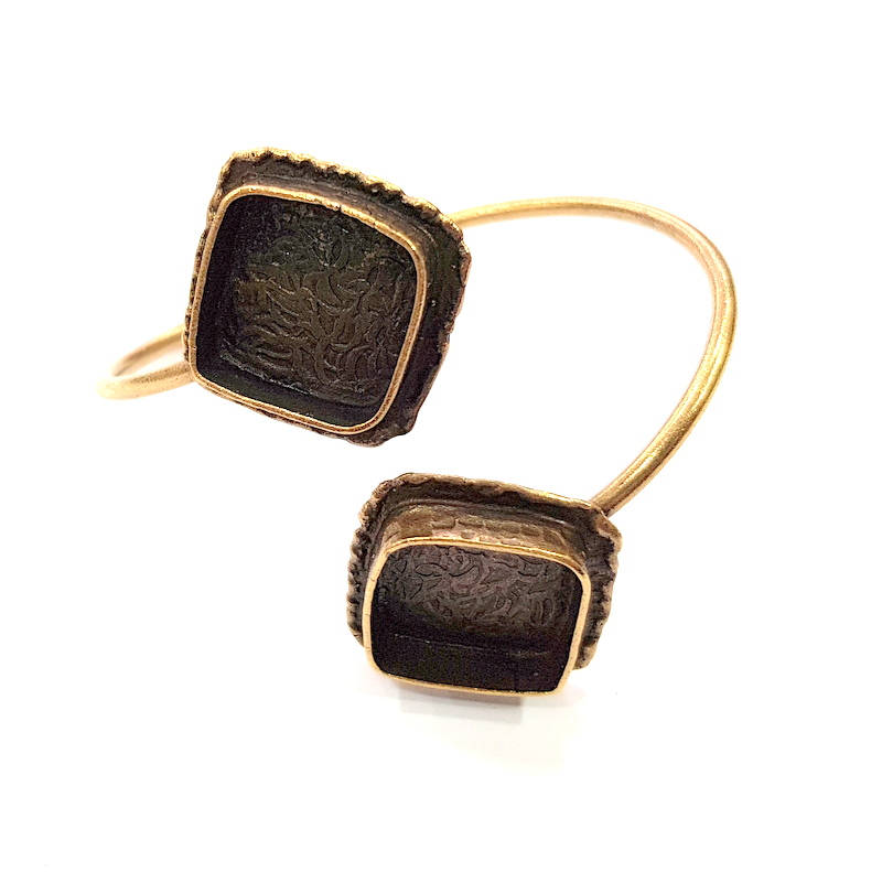 Bangle Blanks Antique Bronze Bracelet Blanks Cuff Blanks Adjustable Bracelet Blank Antique Bronze Plated Brass (18x18mm and 18x18mm ) G10852