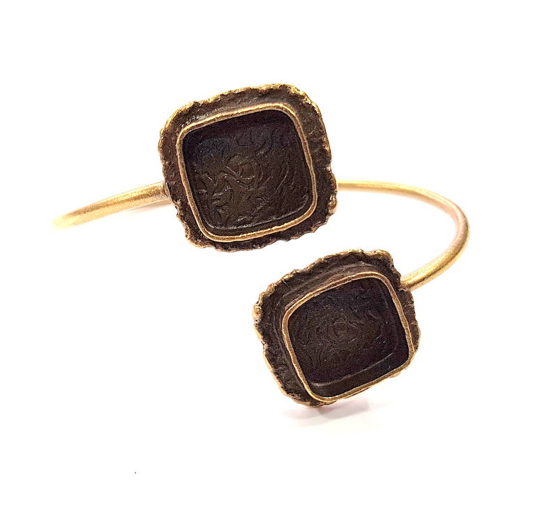 Bangle Blanks Antique Bronze Bracelet Blanks Cuff Blanks Adjustable Bracelet Blank Antique Bronze Plated Brass (14x14mm and 14x14mm ) G10857