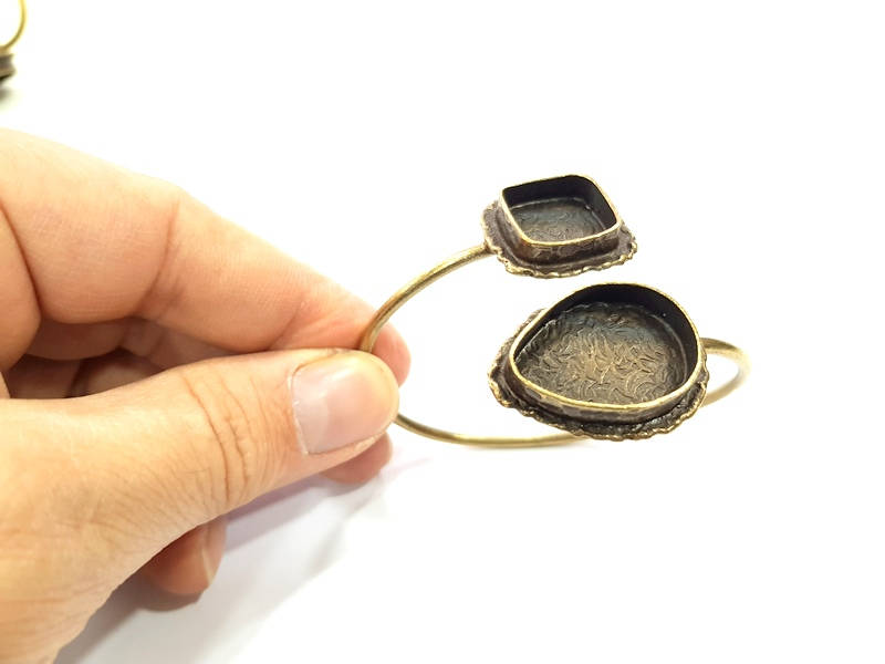 Bangle Blanks Antique Bronze Bracelet Blanks Cuff Blanks Adjustable Bracelet Blank Antique Bronze Plated Brass (14x14mm and 24x17mm ) G10860