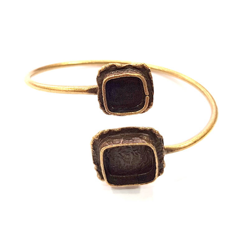 Bangle Blanks Antique Bronze Bracelet Blanks Cuff Blanks Adjustable Bracelet Blank Antique Bronze Plated Brass (14x14mm and 10x10mm ) G10863